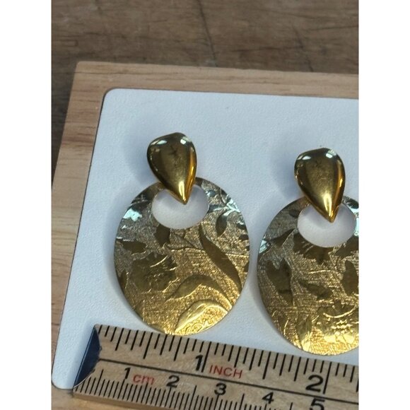 Elegant Teardrop Doorknocker Gold Tone Dangle Earrings - Picture 5 of 8